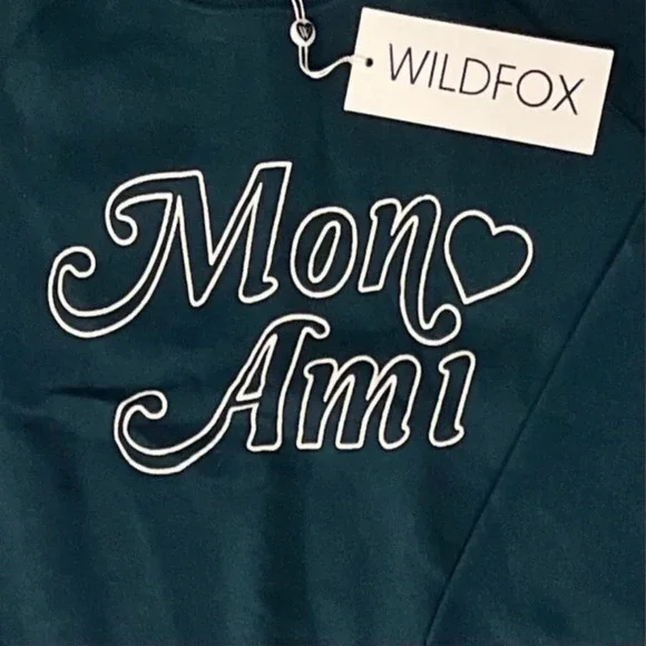 Wildfox Mon Ami Sommers Sweatshirt in Reflecting Pond (Teal) Women Size XL NWT - Picture 2 of 12